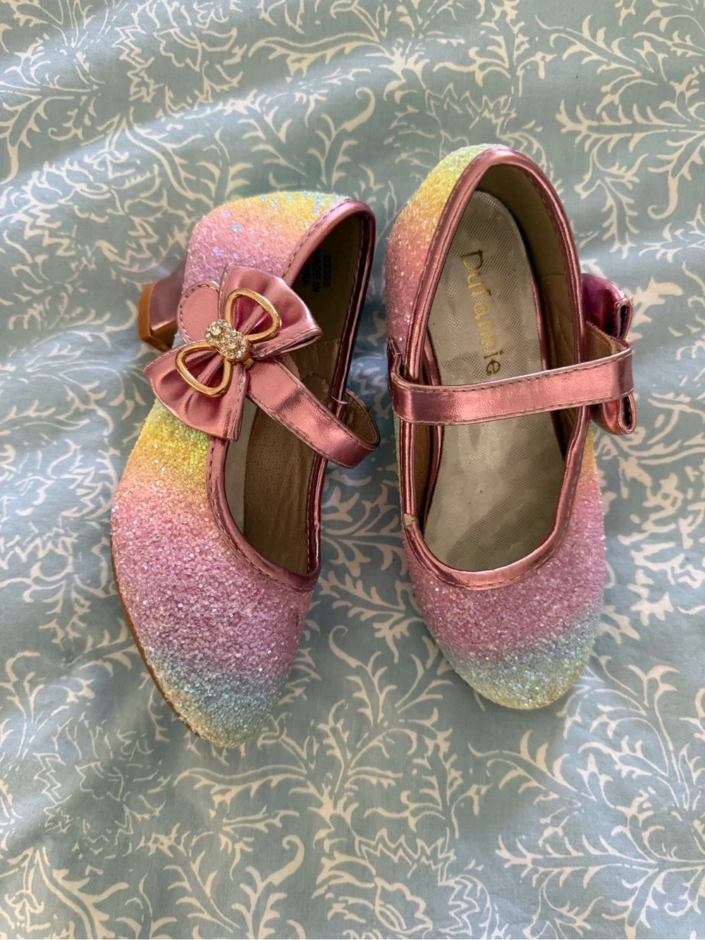 Girls' Pink Glitter Rainbow Mary Jane Shoes